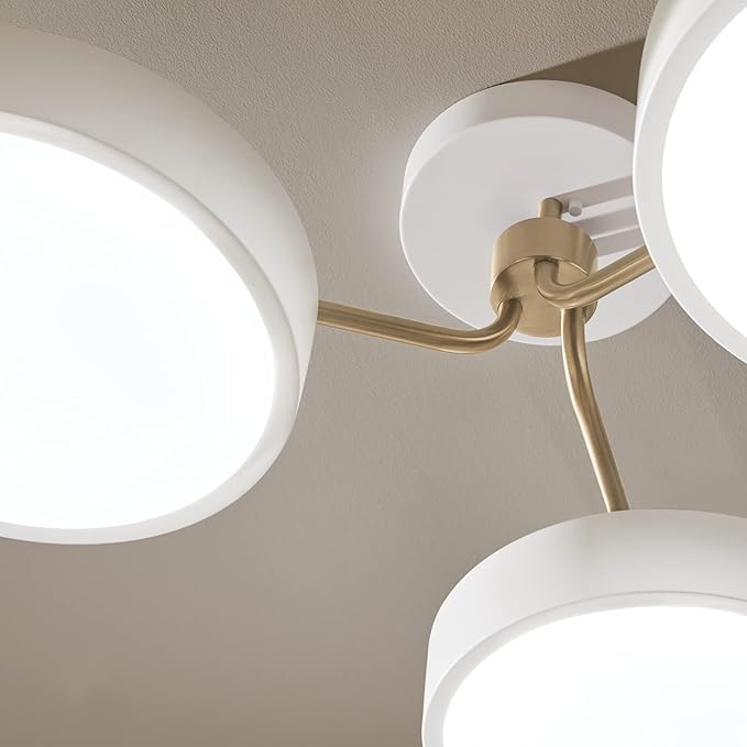 KICHLER Sago 52604WHCPZ Semi Flush LED 3-Light 40˝ with Clear Acrylic with Inside Satin Etch in White and Champagne Bronze