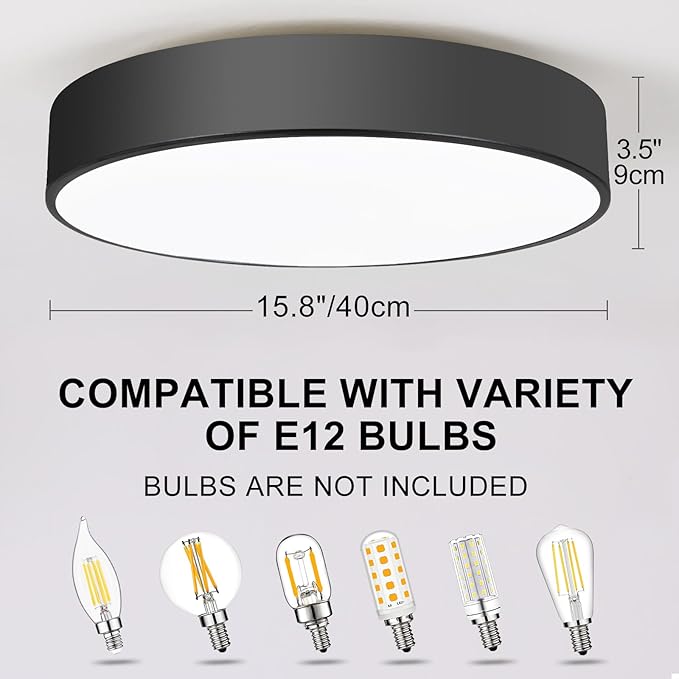 16 inch Round Flush Mount Ceinling Light Fixture, Contemporary 3-Light Modern Ceiling Light with Brass Gold Finish for Hallway Kitchen Laundry Bedroom,Foyer,Entryway,Closet