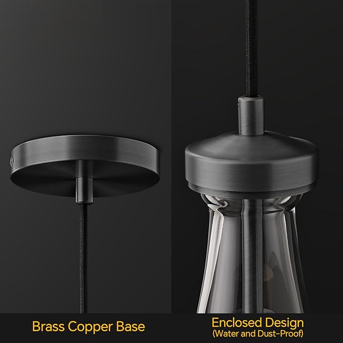 Raindrop Pendant Light Kitchen Island, Modern Black Teardrop Pendant Lights,Dimmable Rain Pendant Lighting Dining Room Light Fixture Bronze Raindrop Lighting for Living Room Hallway, Including Bulb