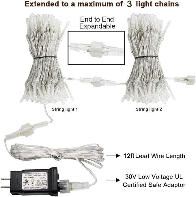HEYFUNi 304 LED Curtain Lights Outdoor, 9.8Ft*9.8Ft Hanging String Lights Plug in with 8 Modes, Connectable Curtain Fairy Lights for Bedroom, Dorm, Christmas, Wall, Backdrop, Wedding Decor, White
