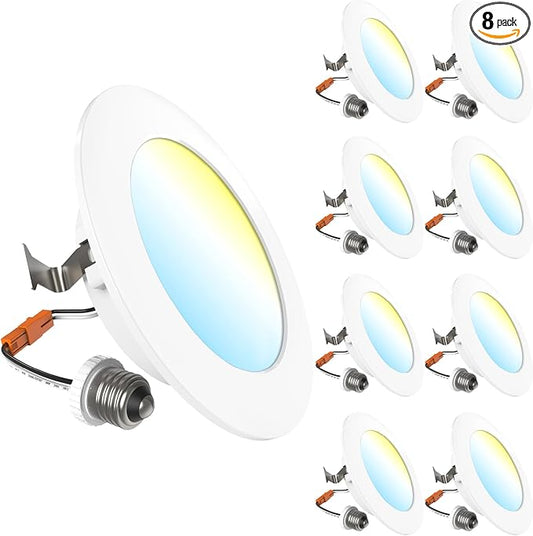 Sunco 8 Pack 4 Inch LED Flat Recessed Light, Retrofit Ceiling Can Lighting, 800 LM, Selectable CCT 2700K/3000K/4000K/5000K, Dimmable, 10W=60W, 50,000 Lifetime Hours UL
