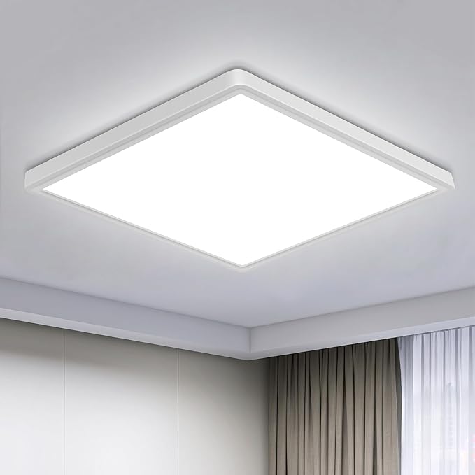 12 inch Flush Mount LED Ceiling Light Fixture, 6500K Daylight White Square LED Ceiling Light, Slim Flat Panel Light for Laundry Room, Bedroom, Kitchen, Living Room, Closet (6 Pack)
