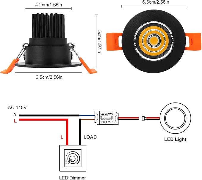 inShareplus 2 Inch LED Downlight, 3W Recessed Lighting 220LM COB Dimmable, 4000K Natural White, CRI80, Black Trim, Ceiling Lights with LED Driver, 20 Pack