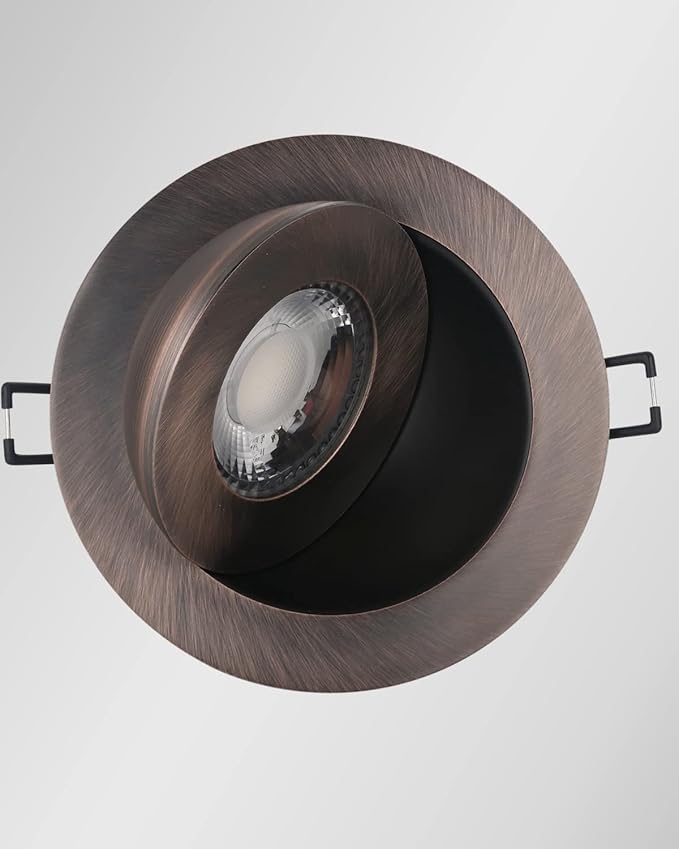 POPANU Recessed Lights 4 Inch, Oil Rubbed Bronze Gimbal Downlight with 360° Rotation to Highlight Artwork and Create Accent Lighting in Living Room or Kitchen 6 Pack