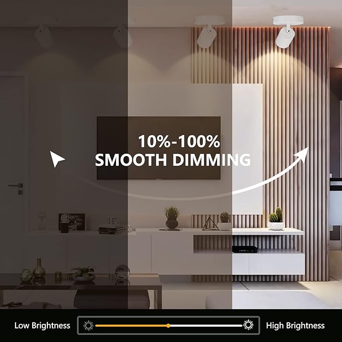 VANoopee Flush Mount LED Ceiling Spotlight Dimmable Adjustable Spotlight Directional Spot Lights Indoor Bright Can Accent Fixture for Living Room Bedroom - CRI90 Flicker Free 10W 800lm 4000K White