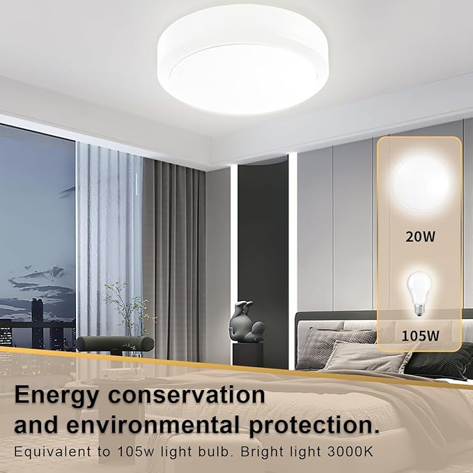 Flush Mount Ceiling Light, Die-Cast Aluminium Fully Sealed Moisture Resistant Light, Modern Minimalist Wall Sconce.11 Inch, 20W, 3000K, IP65 Rainproof, for Walls or Ceilings in Wet Areas.