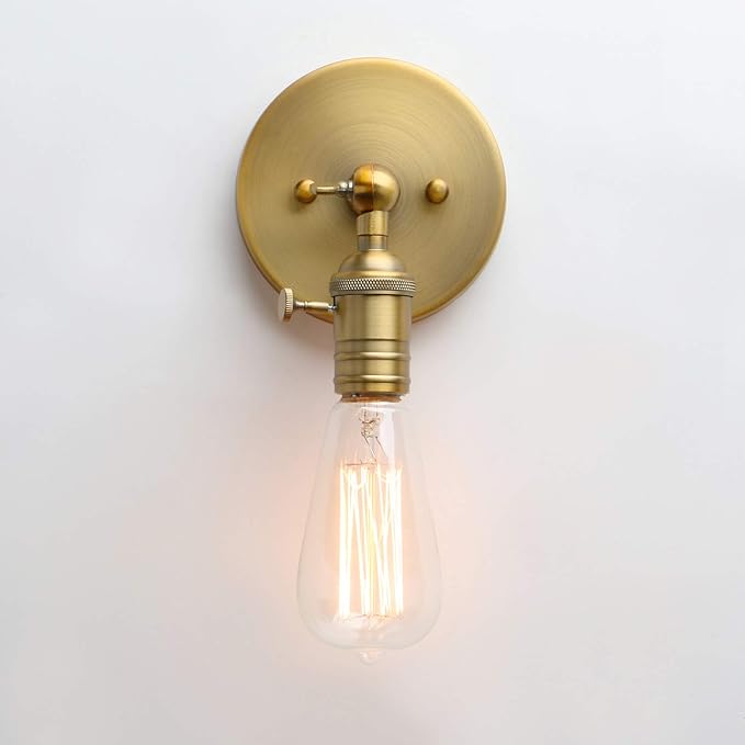 PERMO Minimalist Single Socket 1- Light Wall Sconce Lighting with On/Off Switch (Anqitue)