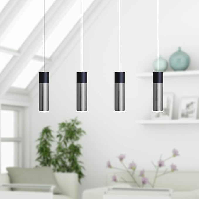 Vela 4 Mini Pendant Lighting Black-Nickel - LED Hanging Light Fixture for Kitchen Island, Bar, Foyer - Cluster Pendants - Dimmable, Adjustable Wire, Lamp Bulb Included