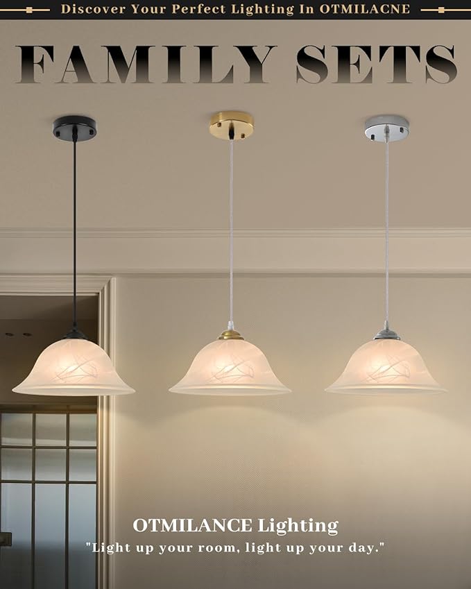 Black Pendant Lights Kitchen Island 2 Pack, 11.8 Inch White Glass Pendant Light with Frosted, Alabaster Island Pendant Lights, Vintage Farmhouse Pendant Lights for Dining Room, Bar, Cafe