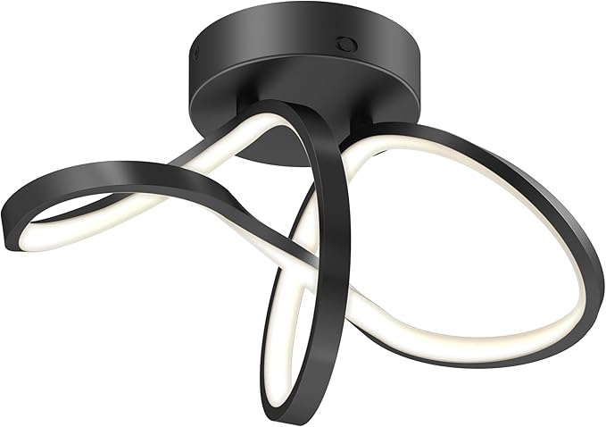 ARTIKA Loop 20W Integrated LED Flush Mount Ceiling Light, Black Modern Fixture for Kitchen, Bedroom, Bathroom, Hallway, 1200 Lumens, Adjustable 3000K-5000K