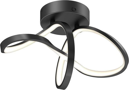 ARTIKA Loop 20W Integrated LED Flush Mount Ceiling Light, Black Modern Fixture for Kitchen, Bedroom, Bathroom, Hallway, 1200 Lumens, Adjustable 3000K-5000K