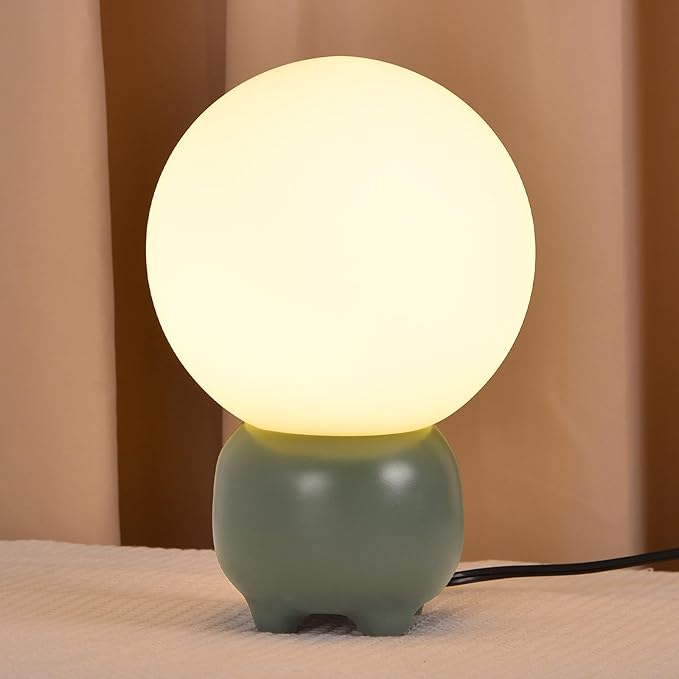Arturesthome Creative Table Lamp Modern Desk Lamp for Living RoomDining Room,Office Table Light with Glass Round Shade Green(Include G9 Bulb)