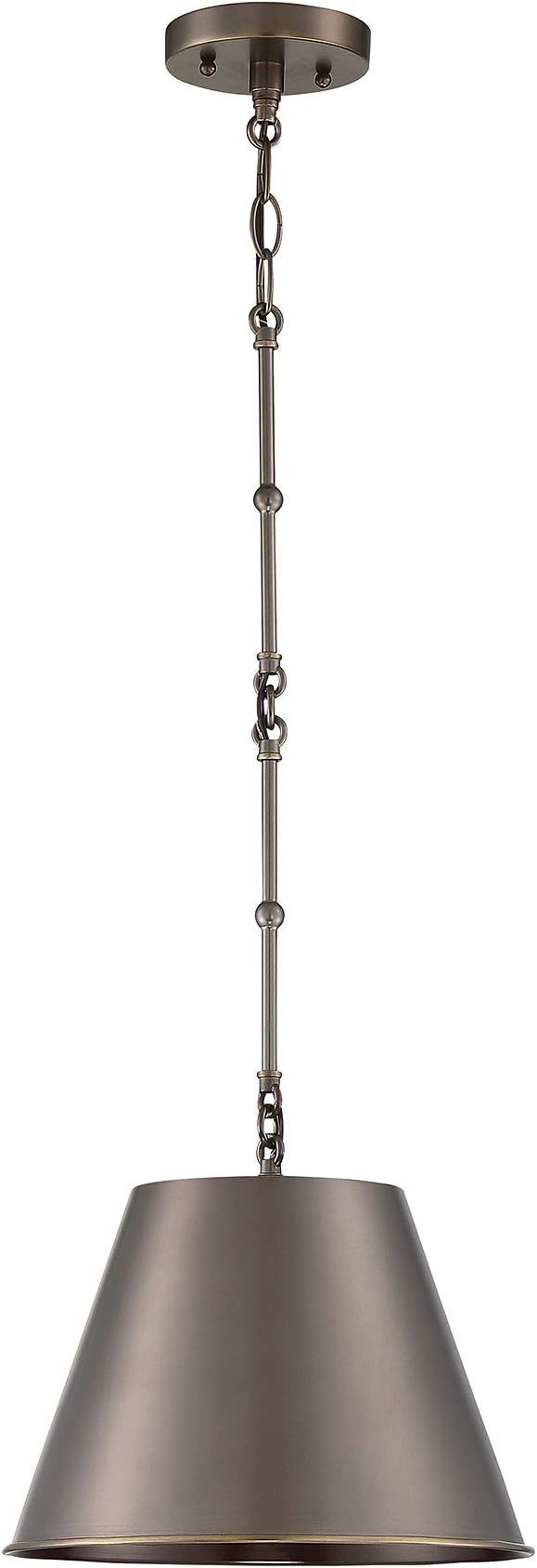 Savoy House 7-132-1-323 Alden Traditional Metal Cone Pendant, 1-Light 60 Watt, 9" H x 12" W, Old Bronze