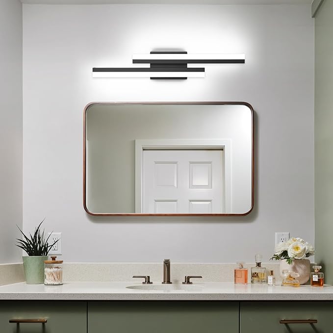 PRESDE 24 Inch LED Bathroom Vanity Light Bar, Modern Black Wall Lighting Fixture Over Mirror 5CCT