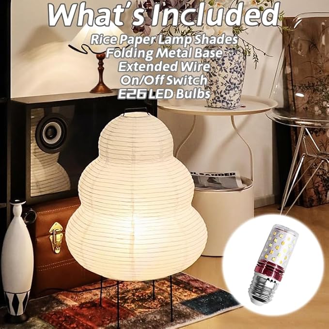 Noguchi Style Akari Floor Lamp, Rice Paper Lantern for Establishing A Warm and Cozy Ambiance in Any Room (Cloud), Japanses Floor Lamp