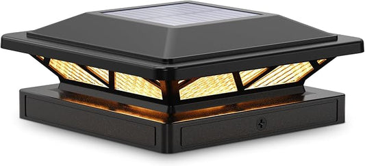 SIEDiNLAR Solar Post Cap Light 2 Modes 1 Pack, 3.5x3.5 4x4 4.5x4.5 5x5 Wooden/Vinyl Posts, Waterproof Outdoor Lighting for Fence Deck Patio Garden Decor, White/Warm (Black)