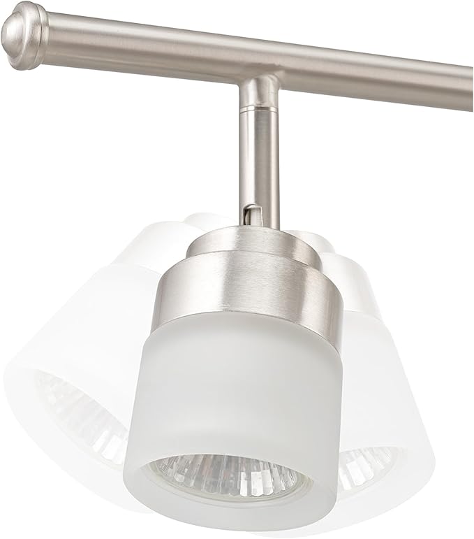 Globe Electric 59865 Spence 6-Light Foldable Track Lighting, Brushed Nickel, Frosted Glass Shades