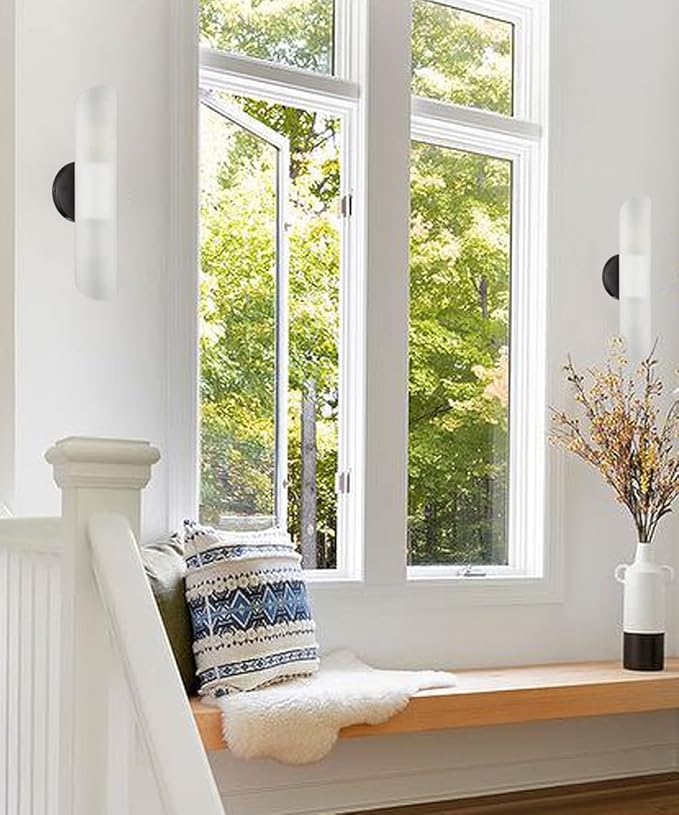 DAYCENT Modern Farmhouse Black Bathroom Light Fixtures Wall Sconces Set of Two Cylinder Sconce Lighting