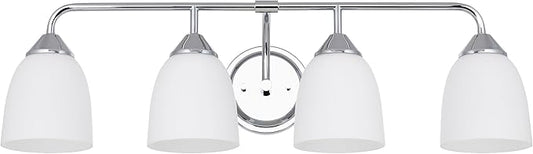Chrome 4-Light Traditional Bathroom Vanity Light Fixtures Over Mirror, Modern Vanity Lights for Living Room, Standard E26 Base, Chrome