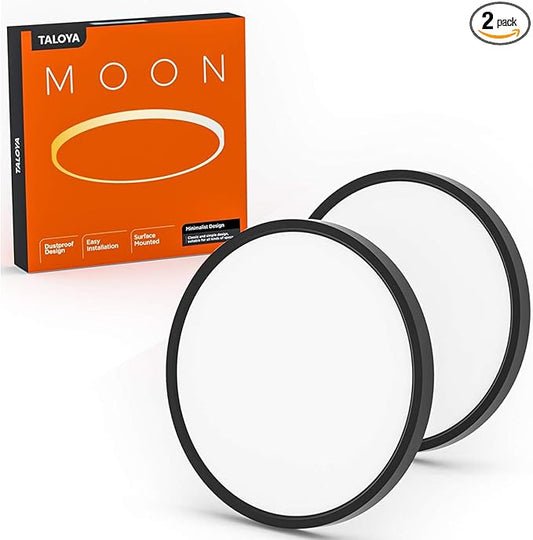 TALOYA Surface Mount LED Ceiling Light 15.8 Inch-2 Pack Black Shell, Equivalent to Traditional 240W Bulb Light for Kitchen Bedroom Utility Closet Room,5 in 1(3000k/3500k/4000k/5000k/6500k)
