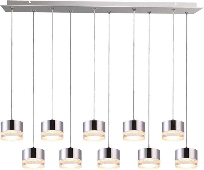 Jupiter 10 Mini Pendant Lighting Nickel - LED Hanging Light Fixture for Kitchen Island, Bar, Foyer - Cluster Pendants - Dimmable, Adjustable Wire, Lamp Bulb Included