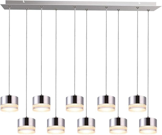 Jupiter 10 Mini Pendant Lighting Nickel - LED Hanging Light Fixture for Kitchen Island, Bar, Foyer - Cluster Pendants - Dimmable, Adjustable Wire, Lamp Bulb Included