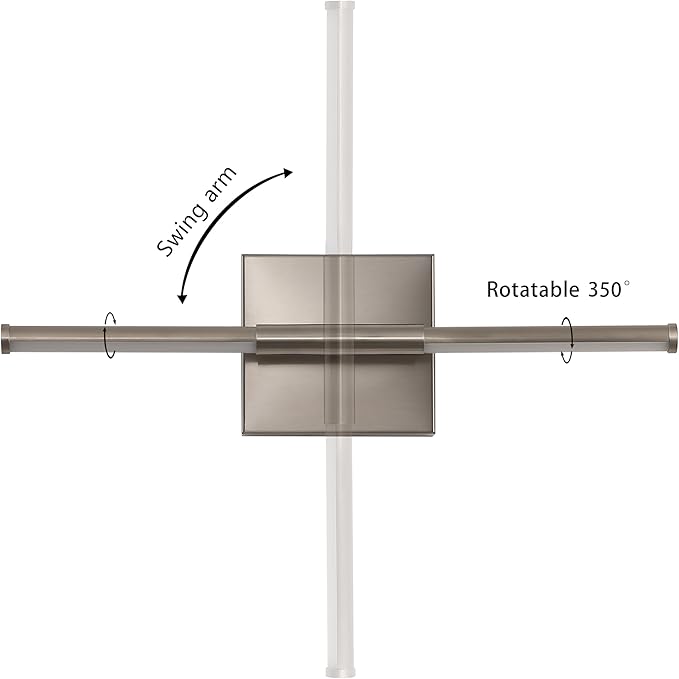 JONATHAN Y 16.25" Nickel Modern Dimmable Integrated LED Wall Sconce, Minimalist Adjustable Metal Vanity Light for Bathroom Mirror, Bedroom, Hallway, 3000K, ETL Listed (JYL7039E)