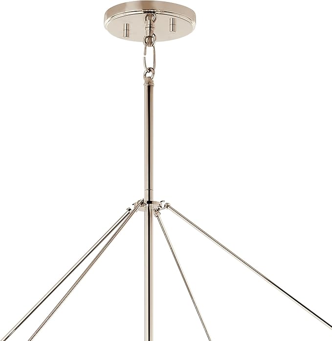 Kichler Eisley 8-Light 2 Tier Foyer Pendant, Soft Modern Light in Polished Nickel and Black, Sloped Ceiling Compatible, for Grand Foyer or Great Room (50" x 34.75" x 34.75"), 52629PN