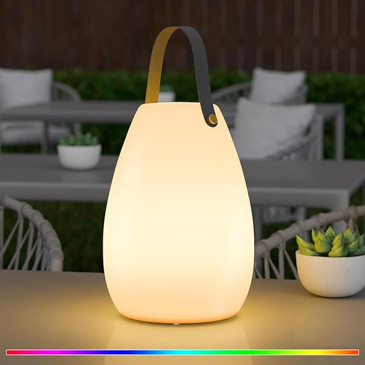 uuffoo Rechargeable Portable Table Lamp, Cordless RGB Lantern with Remote, Decorative LED Night Light, IP44 Waterproof Indoor Outdoor Lamp for Bedroom Patio Garden Wedding Party