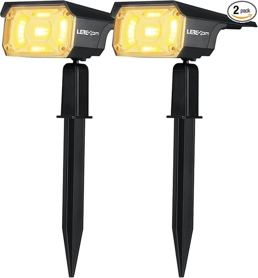 LEREKAM 40 LEDs Spotlights,IP65 Waterproof Solar Powered Landscape Spotlights 2-in-1 Wall Light, Outdoor Landscaping Lights Auto On/Off for Yard Garden 2Pack Warm-White