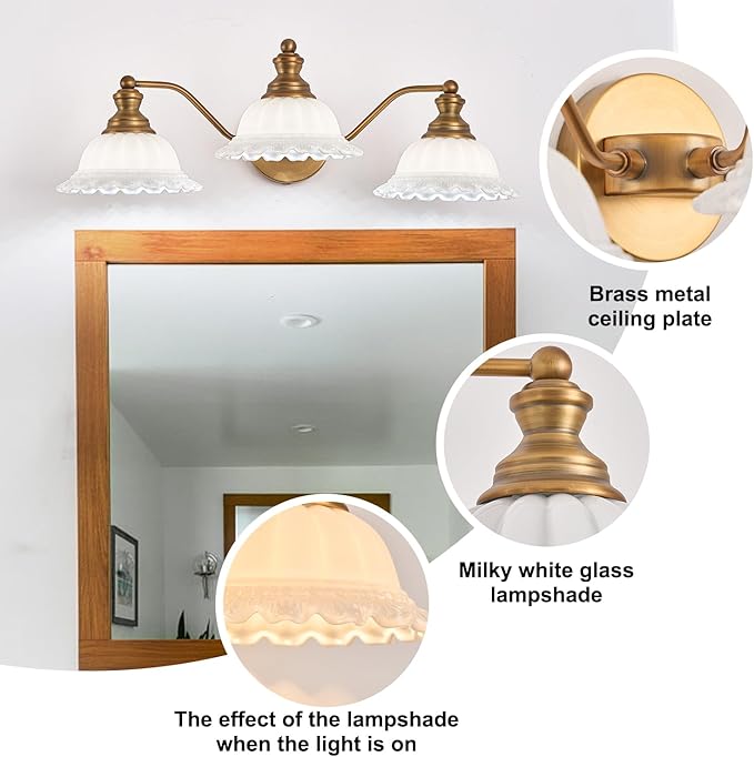 XIEDUN Bathroom Vanity Light White 3 Light