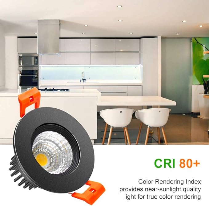 LightingWill 2inch LED Dimmable Downlight, 3W COB Recessed Ceiling Light, Natural White 4000K-4500K, CRI80, 25W Halogen Bulbs Equivalent, Black (4Pack)