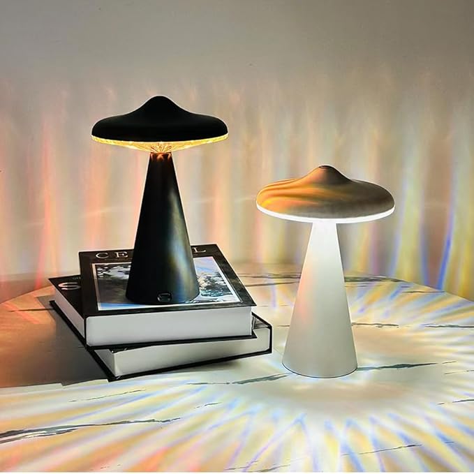 UFO Led Night Light for Kids,Flicker-Free USB Rechargeable Light Bedside Desk Lamps with 3 Lighting Modes Birthday Halloween Christmas Presents for Baby Children (Black)