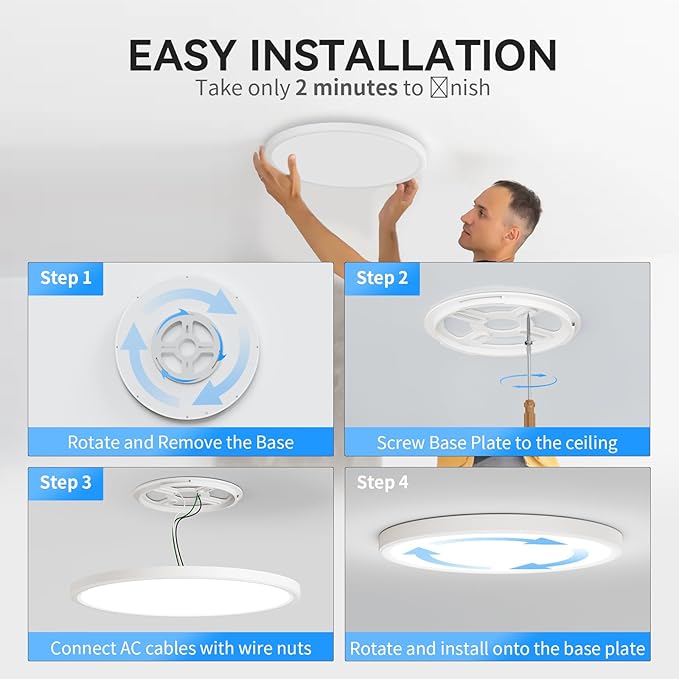 Two Pack 4700lm LED Flush Mount Ceiling Light, Super Slim 16 inch 5000K LED Ceiling Light for Bedroom, Living Room, Dining Room (White)