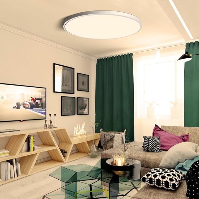 LEDLightsWorld 15.7inch 32W LED Flush Mount Ceiling Light, 2800K Warm White LED Ceiling Light, Round Flat Panel Light, 3800LM Bright Ceiling Lights for Bedroom, Living Room, Dining Room