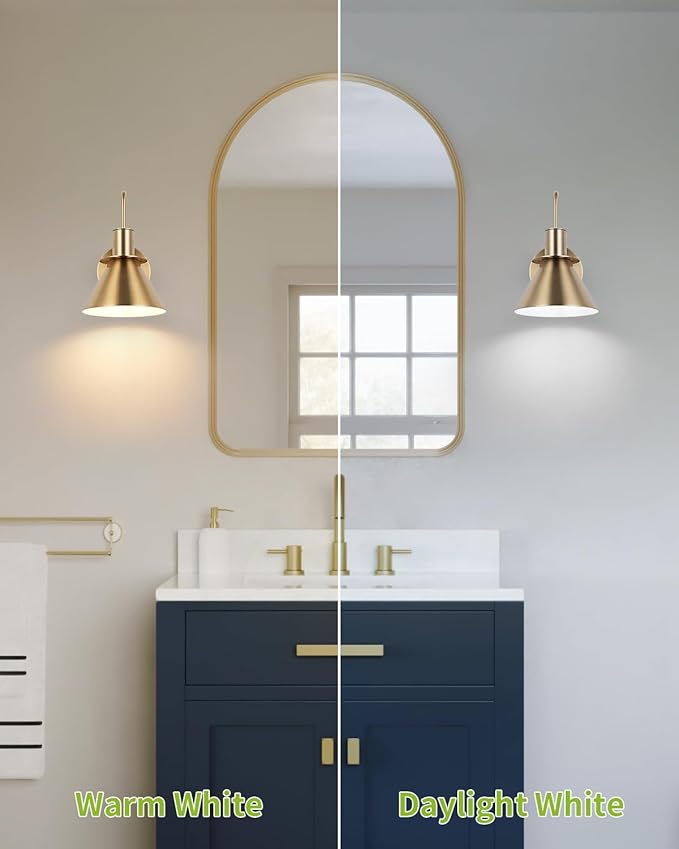 WILON Gold Wall Sconces Set of Two Indoor Wall Lights with E26 Base Industrial Gooseneck Barn Wall Lamp Modern Brass Wall Sconce Light for Bedroom Living Room Kitchen Sink Bedside Bathroom
