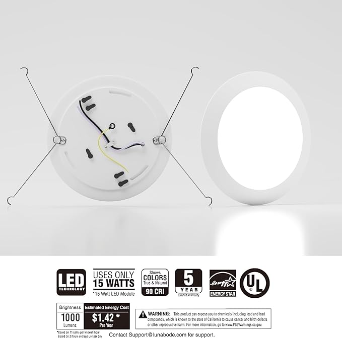 7.5 Inch Disc Light - 6 Pack I Dimmable Flush Mount Ceiling Light Fixtures | 5CCT LED Lights for Bedroom | 2700K/3000K/3500K/4000K/5000K I ETL & UL Certified