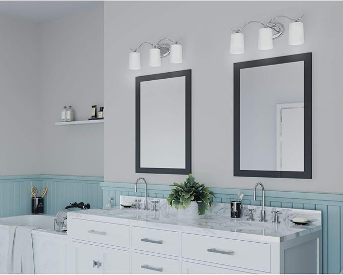 Progress Lighting P2020-15 Inspire Collection Etched Glass Traditional Bath Vanity Light, 3-Light, Polished Chrome