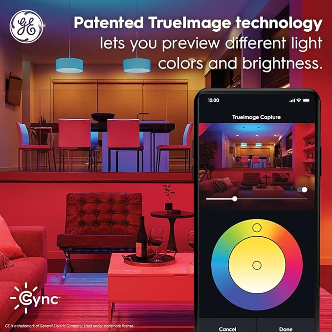 GE Cync Smart LED Strip Light, Color Changing Room Decor LED Light Strip, Works with Alexa and Google Home, Matter Compatible, LED Lights for Bedroom, Millions of Colors and White Tones, 32 Feet