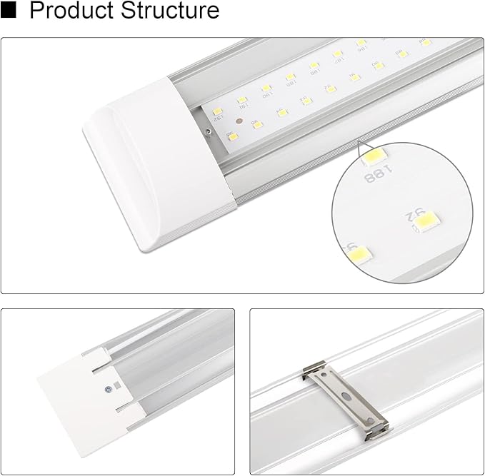 4-Pack 3FT LED Batten, Close to Ceiling Light fixtures, 30W, Ultra-Thin Day Light, 4000K, IP20, LED Ceiling Light for Garage, Stores, Warehouse, Office, Corridor, supermarkets, etc.