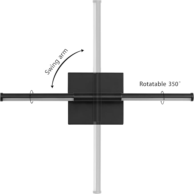 JONATHAN Y 16.25" Black Modern Dimmable Integrated LED Wall Sconce, Minimalist Adjustable Metal Vanity Light for Bathroom Mirror, Bedroom, Hallway, 3000K, ETL Listed (JYL7039C)
