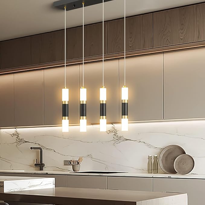 4-Light Modern Pendant Light Kitchen Island Light Fixture Dimmable LED Black Mini Pendant Lights Dinning Room Kitchen Black Gold Pendant Lighting