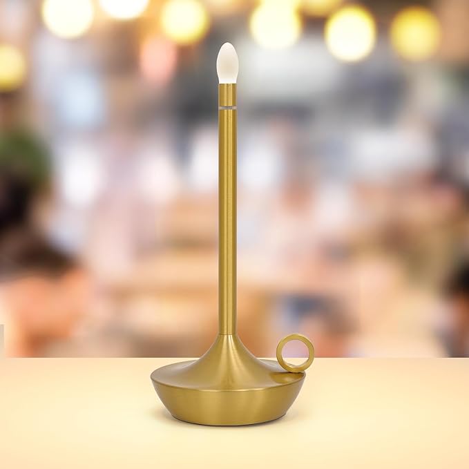 Small Gold Table Lamp, Cordless Portable LED Lamp, Rechargeable Battery Table Lamps,Stepless Dimming Table Lamps for Dining Room, Bedroom, Bedside, Night Light, Balcony , Outdoor,Coffee,Bar ( (gold)