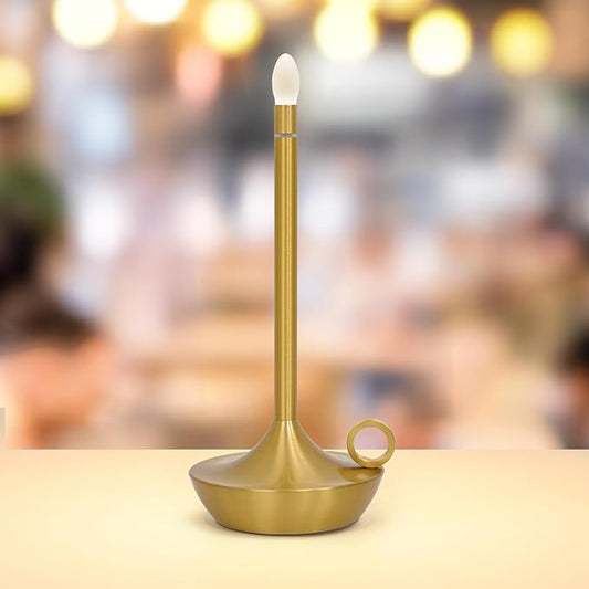 Small Gold Table Lamp, Cordless Portable LED Lamp, Rechargeable Battery Table Lamps,Stepless Dimming Table Lamps for Dining Room, Bedroom, Bedside, Night Light, Balcony , Outdoor,Coffee,Bar ( (gold)