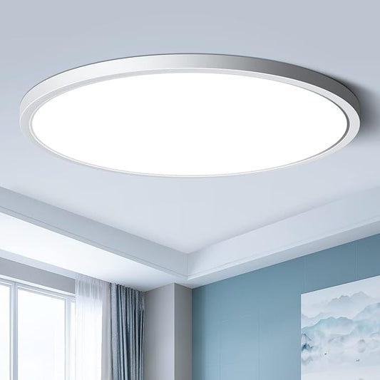 LEDLightsWorld LED Ceiling Light Flush Mount, 12inch 24W 6000K Cold White Ceiling Light, 3200LM Bright Round Lighting Fixtures, Flat Slim Ceiling Lights for Bedroom Kitchen Living Room Stairwell