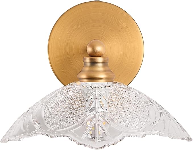 Bathroom Vanity Light, 9.05 Inch Single Light Brushed Antique Brass Wall Sconce, Vintage E12 Bathroom Light for Mirror, Euro Classic Lighting for Hallway, Bedroom, Powder Room