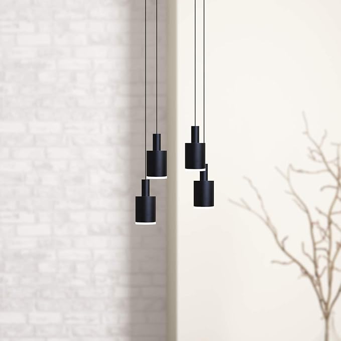 Virgo 4 Mini Pendant Lighting Black - LED Hanging Light Fixture for Kitchen Island, Bar, Foyer - Cluster Pendants - Dimmable, Adjustable Wire, Lamp Bulb Included