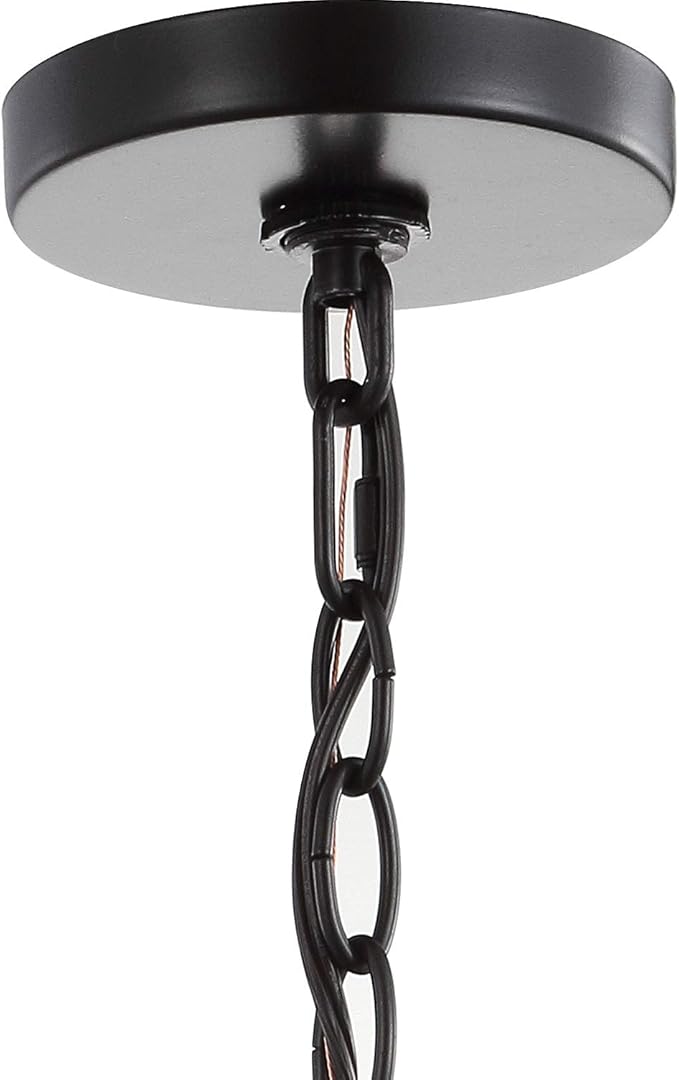 JONATHAN Y 8" Oil Rubbed Bronze 1-Light Iron and Crystal Drum Pendant Light, Modern Glam Ceiling Fixture for Kitchen Island, Adjustable Height, ETL Listed, LED Bulb Included JYL9506A