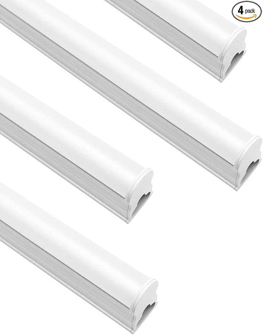 LightingWill T5 Integrated Fixture 4FT, Warm White 3000-3500K, 20W, Linkable LED Shop Light, LED Ceiling and Under Cabinet Light, Corded Electric with Built-in ON/Off Switch, 4 Pack