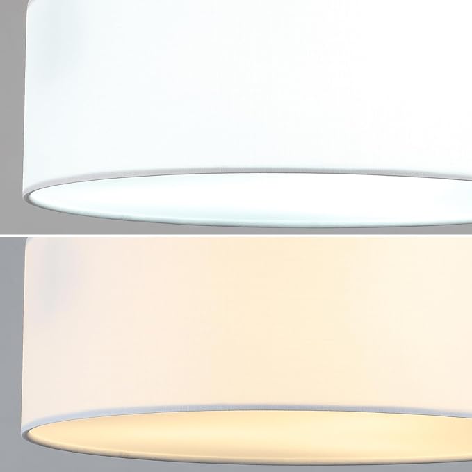 Luupyia 3-Lights Drum Ceiling Light Fixture 12.6 Inches, White Semi Flush Mount Ceiling Lighting with Fabric Drum Shade, Farmhouse Chandeliers for Bedroom, Hallway, Entry, Foyer E26 60W